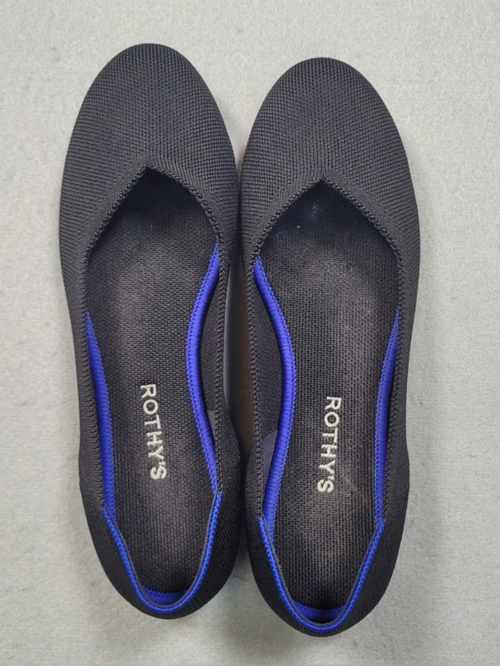Rothys The Flat Black Solid Knit Rounded Toe Ballet Flats Shoes Original W10